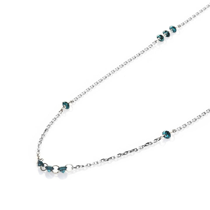 0.42 Cts Blue Diamond Necklace in 14K White Gold
