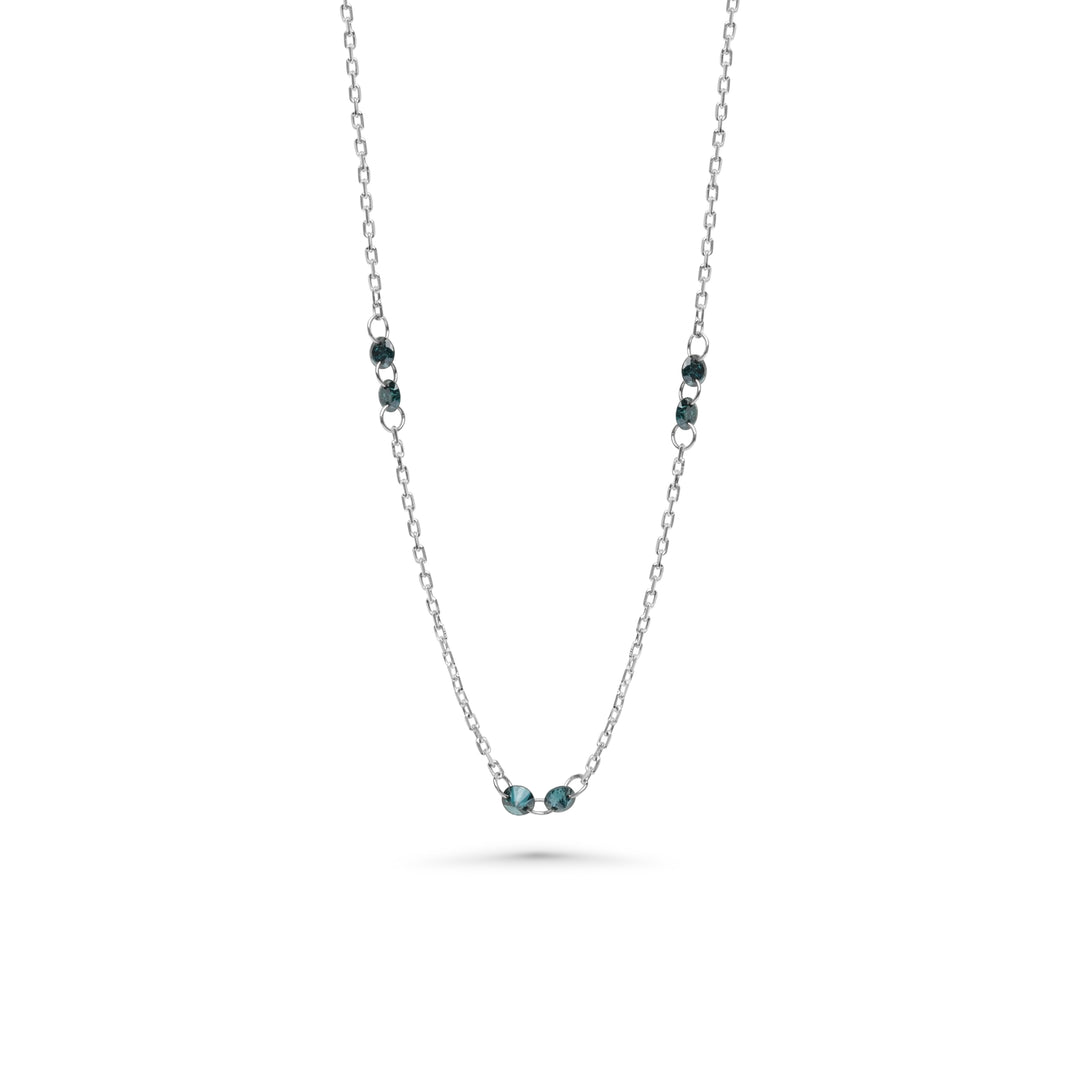 1.04 Cts Blue Diamond Necklace in 14K White Gold