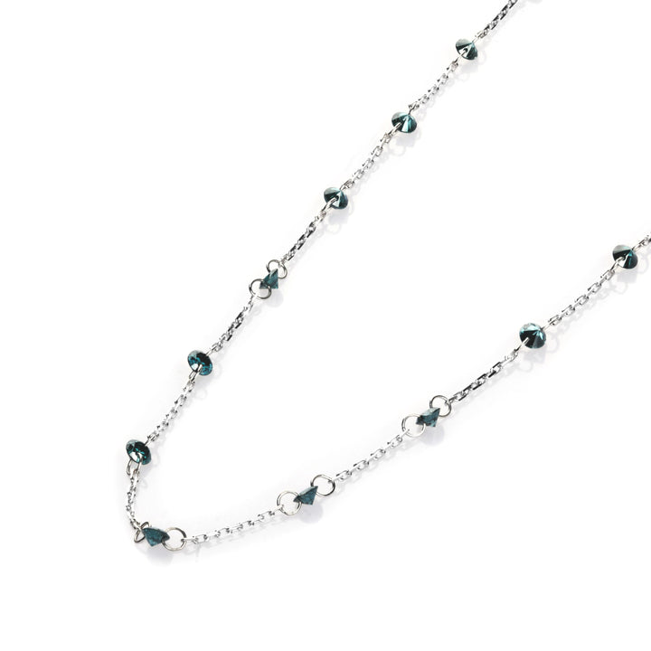 1.63 Cts Blue Diamond Necklace in 14K White Gold