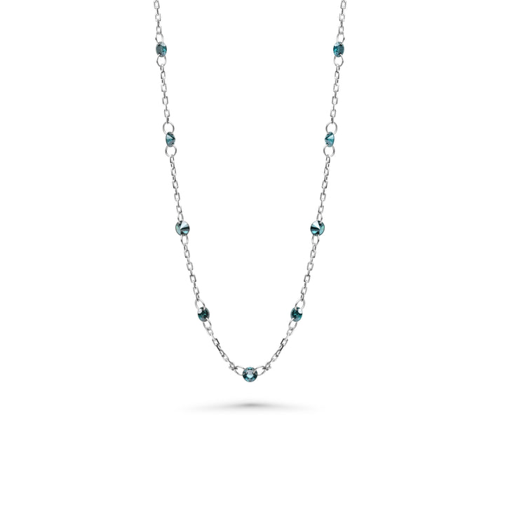 1.36 Cts Blue Diamond Necklace in 14K White Gold