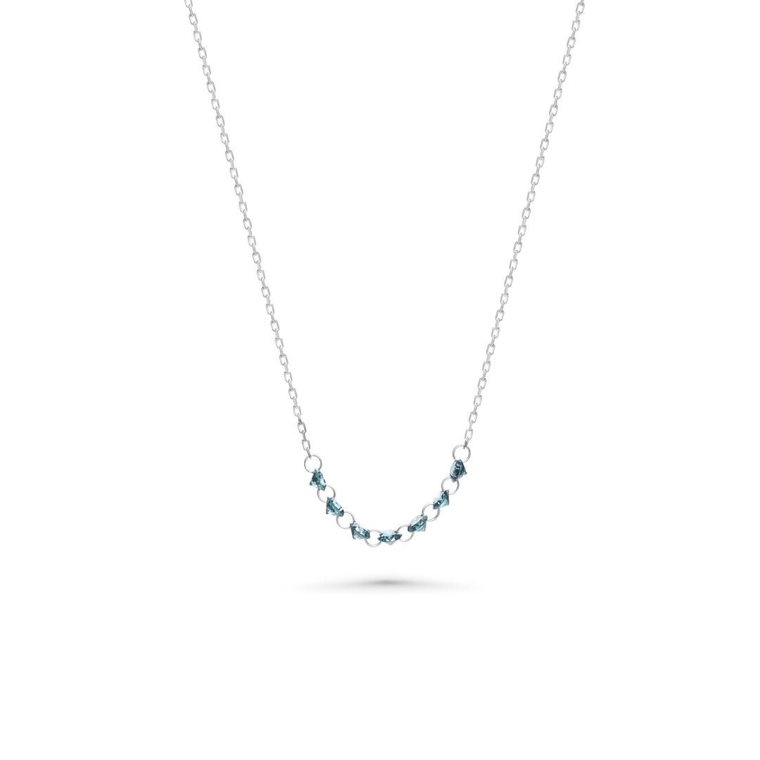 0.48 Cts Blue Diamond Necklace in 14K White Gold