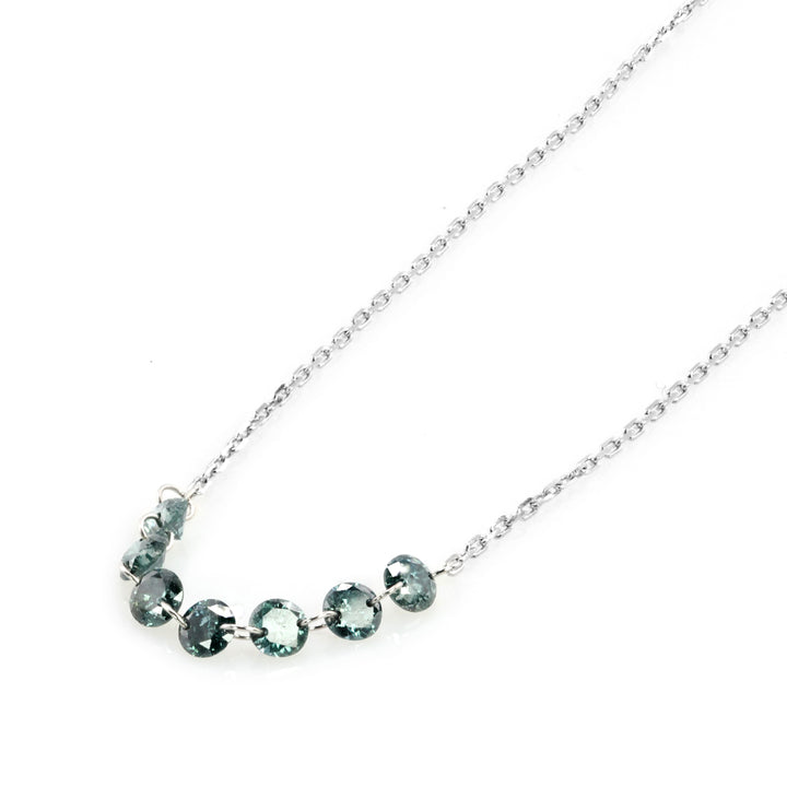 0.48 Cts Blue Diamond Necklace in 14K White Gold