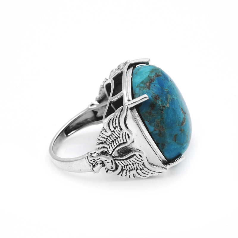 22.88 Ctw Turquoise Ring in 925