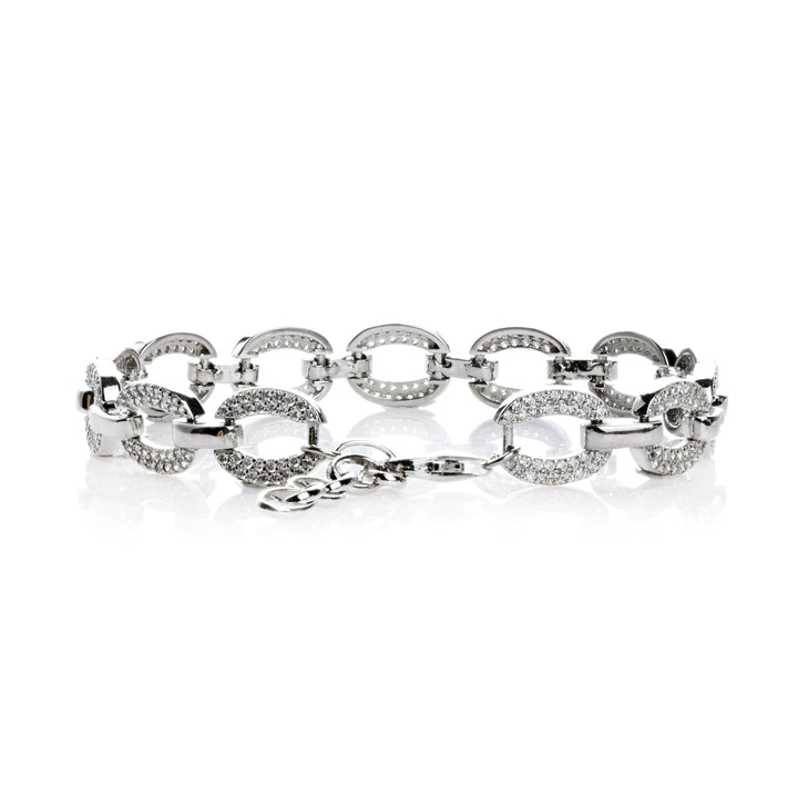 0.94 Cts Cubic Zirconia Link Bracelet In 925 Sterling Silver