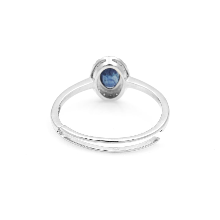 0.65 Cts GF Blue Sapphire and White Diamond Ring in 14K White Gold