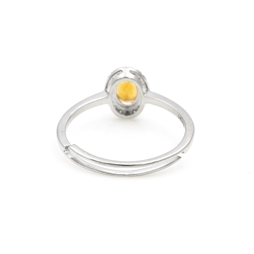 0.61 Cts Citrine and White Diamond Ring in 14K White Gold