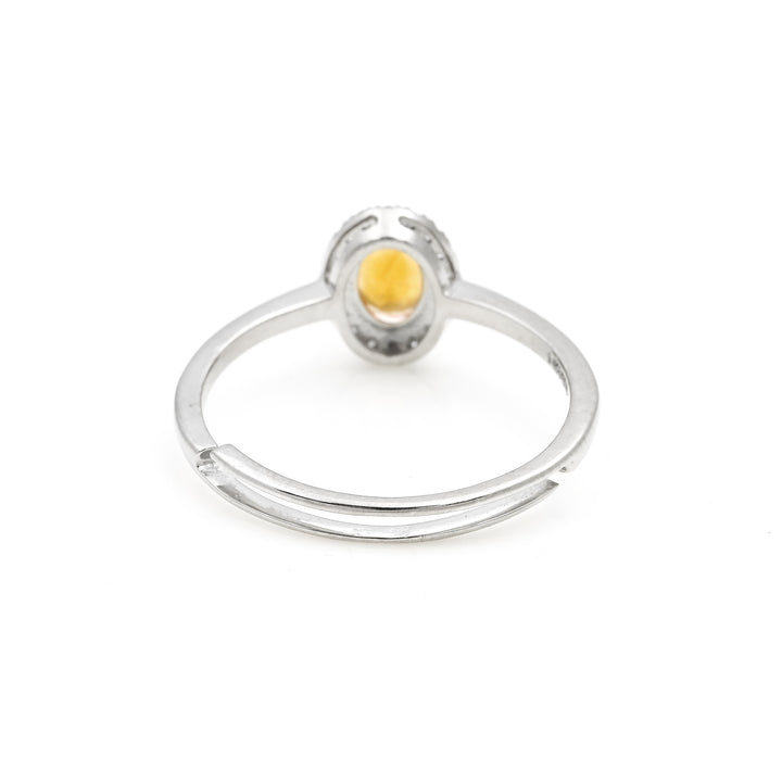 0.61 Cts Citrine and White Diamond Ring in 14K White Gold
