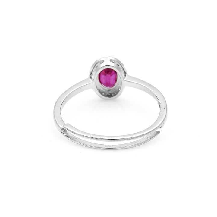 0.65 Cts GF Ruby and White Diamond Ring in 14K White Gold