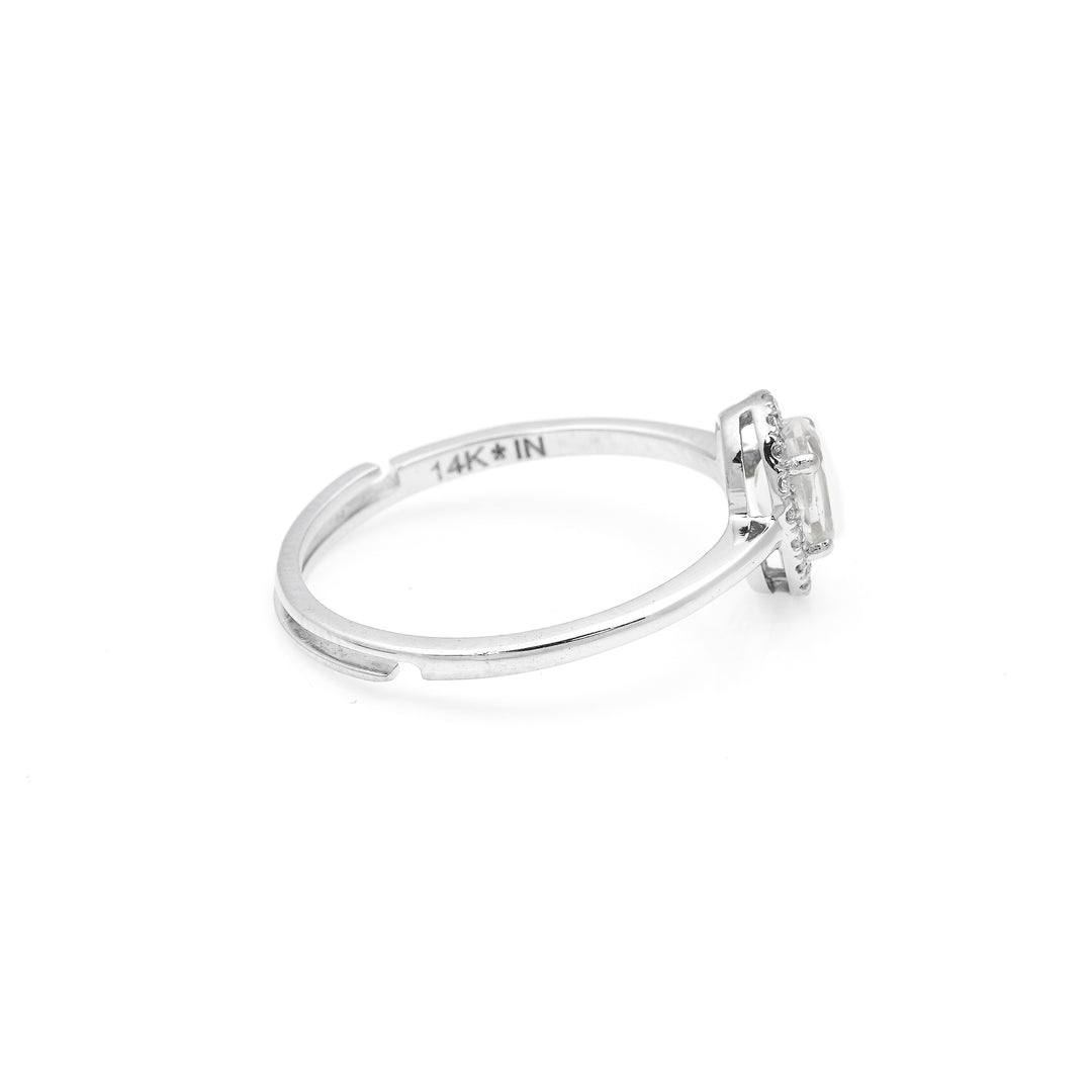 0.58 Cts White Topaz and White Diamond Ring in 14K White Gold