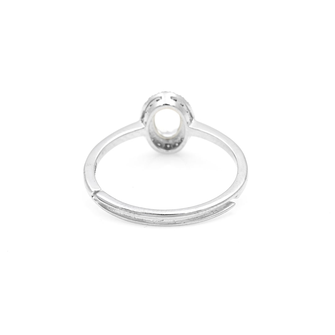 0.58 Cts White Topaz and White Diamond Ring in 14K White Gold