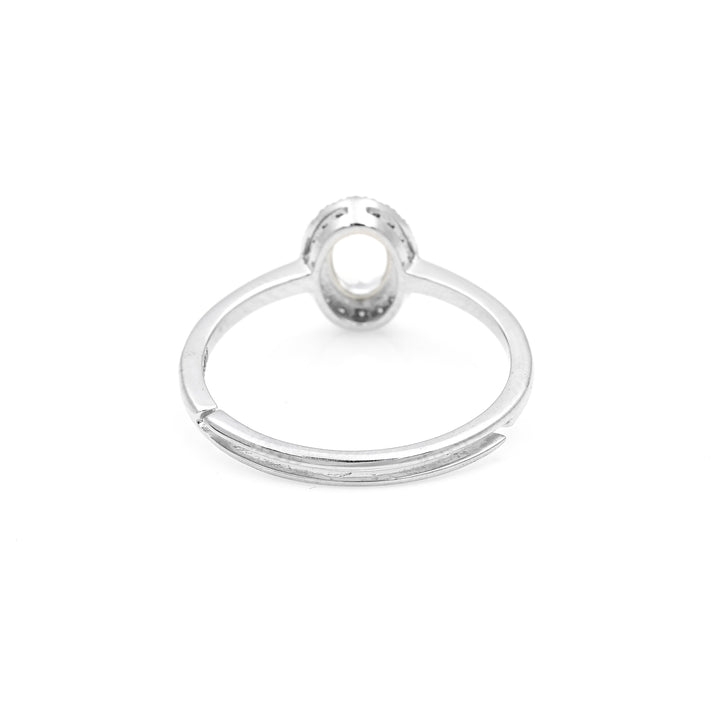 0.58 Cts White Topaz and White Diamond Ring in 14K White Gold