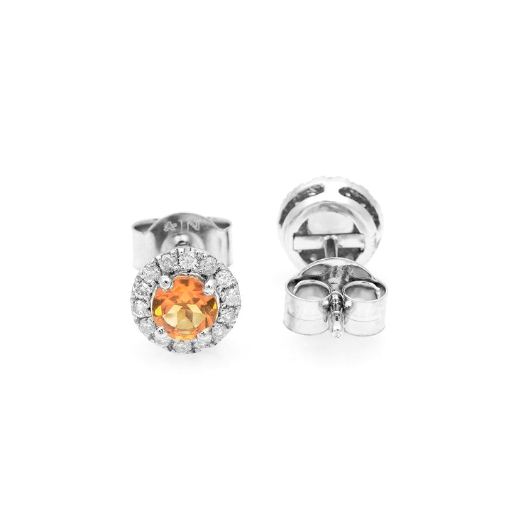 0.42 Cts Citrine and White Diamond Earring in 14K White Gold
