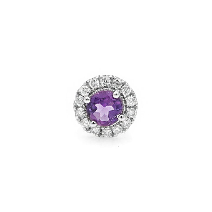0.22 Cts Amethyst and White Diamond Pendant in 14K White Gold
