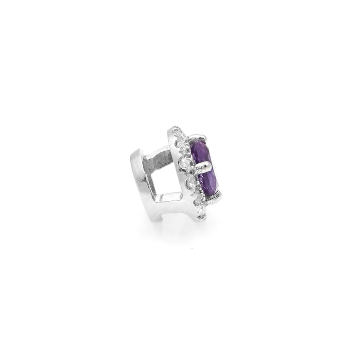 0.22 Cts Amethyst and White Diamond Pendant in 14K White Gold
