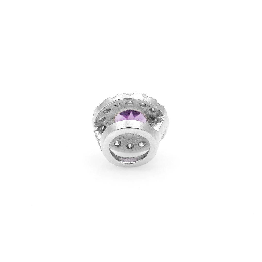 0.22 Cts Amethyst and White Diamond Pendant in 14K White Gold