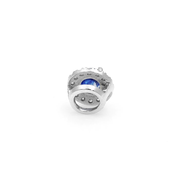 0.37 Cts GF Blue Sapphire and White Diamond Pendant in 14K White Gold