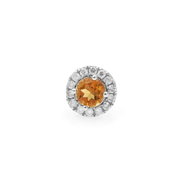 0.22 Cts Citrine and White Diamond Pendant in 14K White Gold