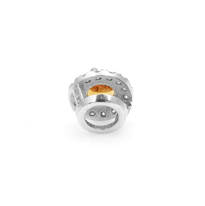 0.22 Cts Citrine and White Diamond Pendant in 14K White Gold