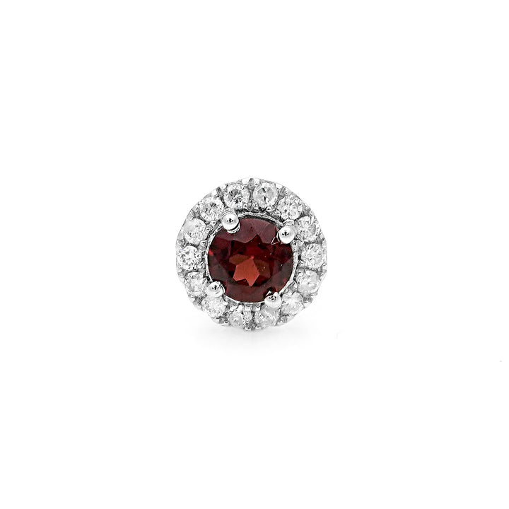 0.29 Cts Garnet and White Diamond Pendant in 14K White Gold