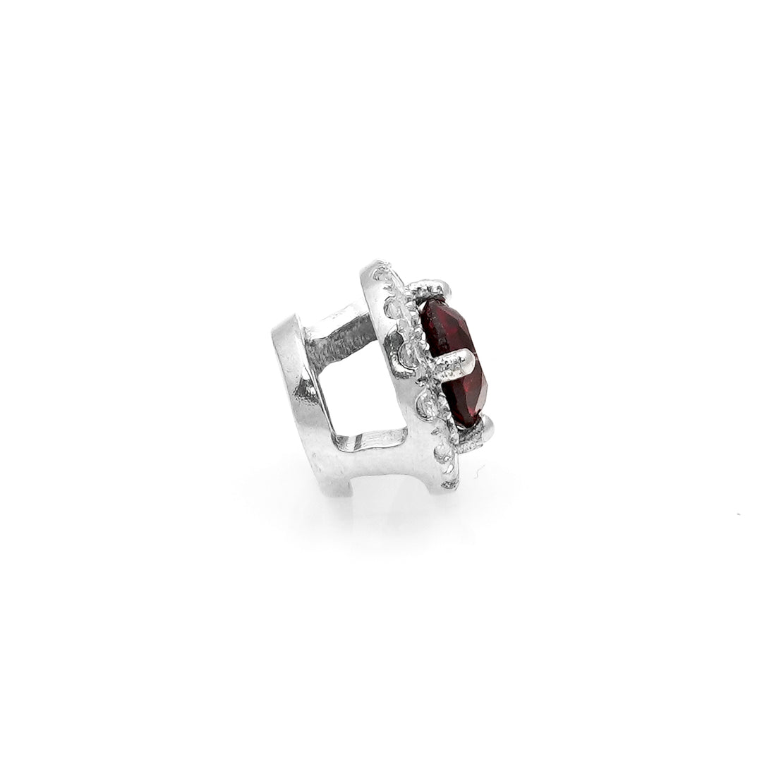 0.29 Cts Garnet and White Diamond Pendant in 14K White Gold