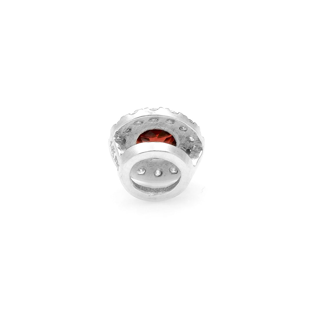 0.29 Cts Garnet and White Diamond Pendant in 14K White Gold