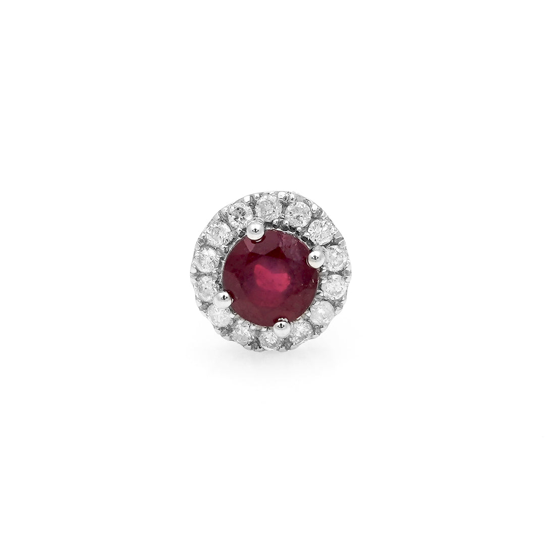 0.38 Cts GF Ruby and White Diamond Pendant in 14K White Gold