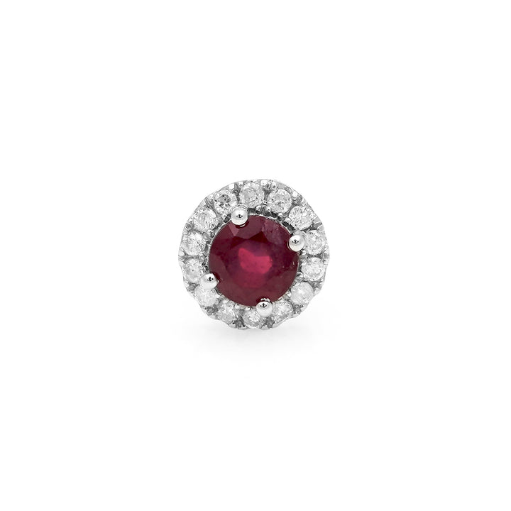 0.38 Cts GF Ruby and White Diamond Pendant in 14K White Gold