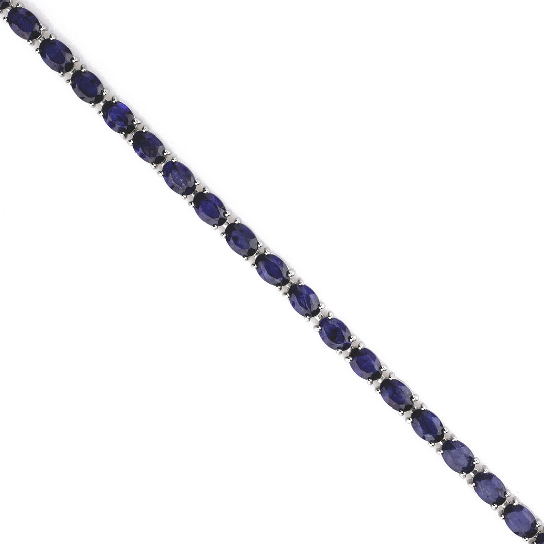 17.90 Cts Blue Sapphire Tennis Bracelet In 925 Sterling Silver