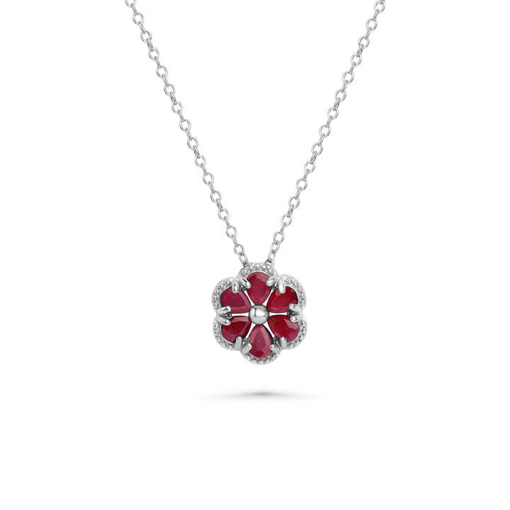 1.32 Cts Ruby Pendant In 925 Sterling Silver