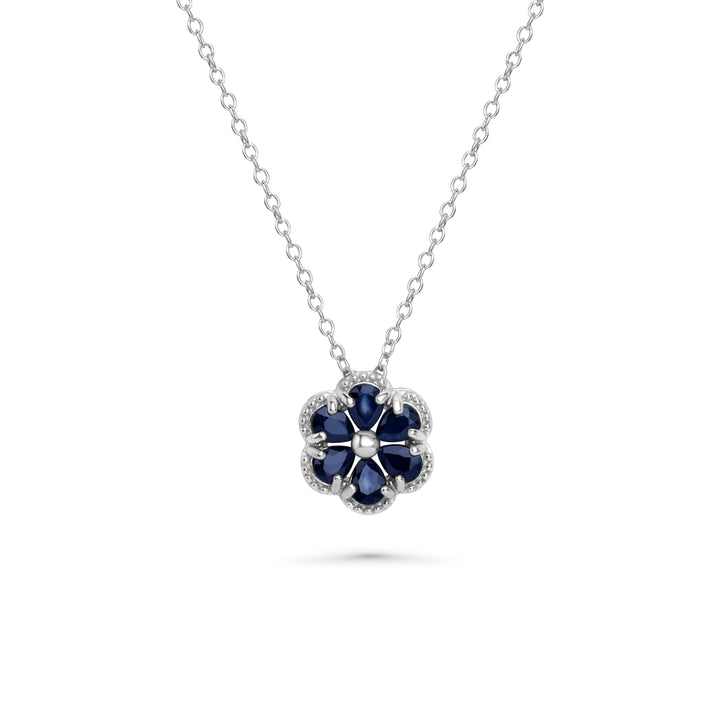 1.07 Cts Blue Sapphire Pendant In 925 Sterling Silver