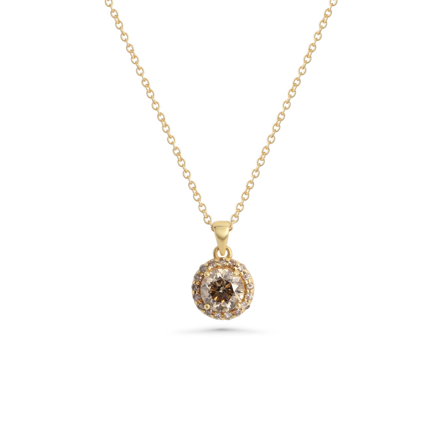 0.94 Cts Brown Diamond Pendant in 14K Yellow Gold