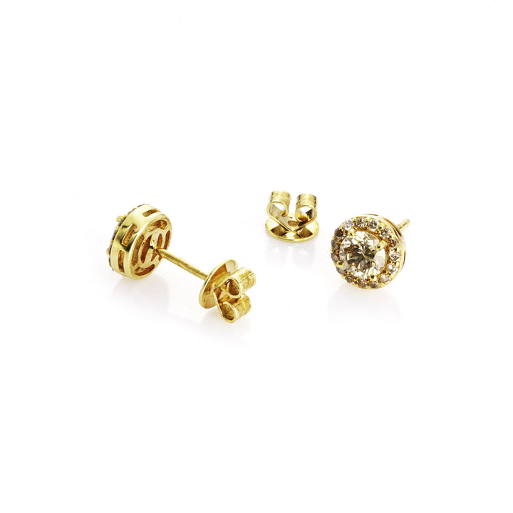 1.12 Cts Brown Diamond Earring in 14K Yellow Gold