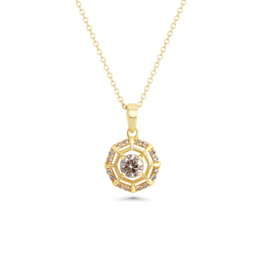 0.5 Cts Brown Diamond Pendant in 14K Yellow Gold