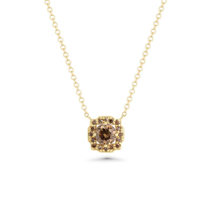 0.64 Cts Brown Diamond Pendant in 14K Yellow Gold