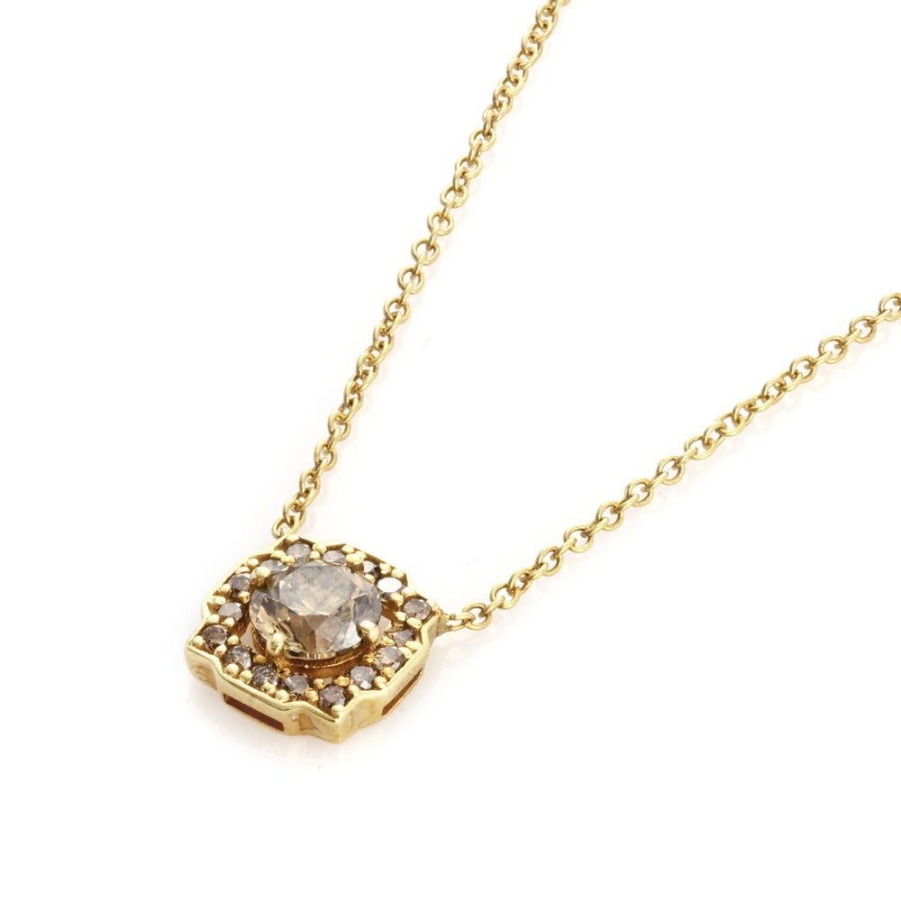 0.64 Cts Brown Diamond Pendant in 14K Yellow Gold