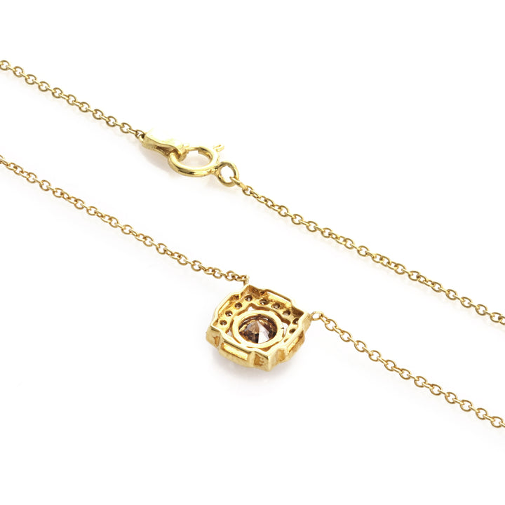 0.64 Cts Brown Diamond Pendant in 14K Yellow Gold