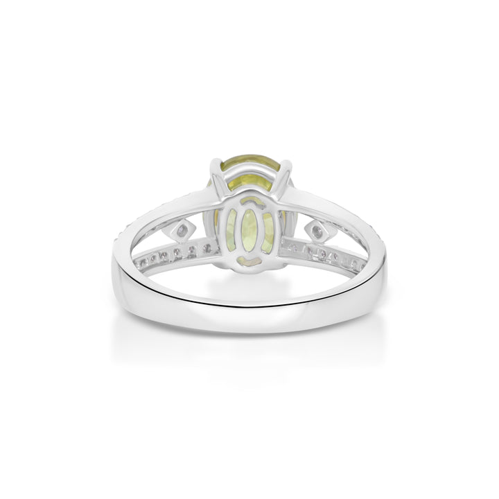 2.90 Cts Sphene and Diamond Ring in 14K White Gold