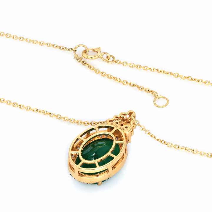 6.31 Cts Emerald and White Diamond Pendant in 14K Yellow Gold