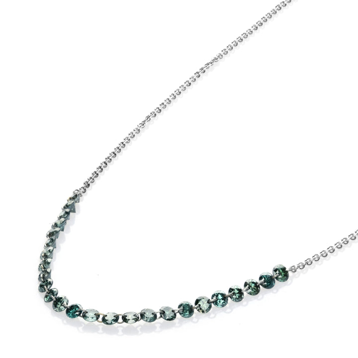 1.14 Cts Blue Diamond Necklace in 14K White Gold