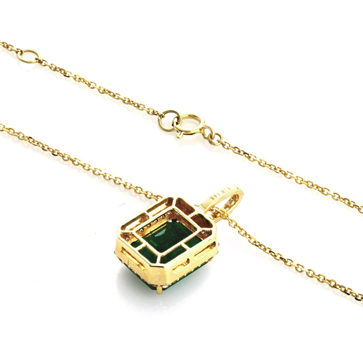5.04 Cts Emerald and White Diamond Pendant in 14K Yellow Gold