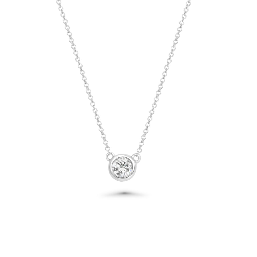 0.16 Cts White Diamond Necklace in 14K White Gold