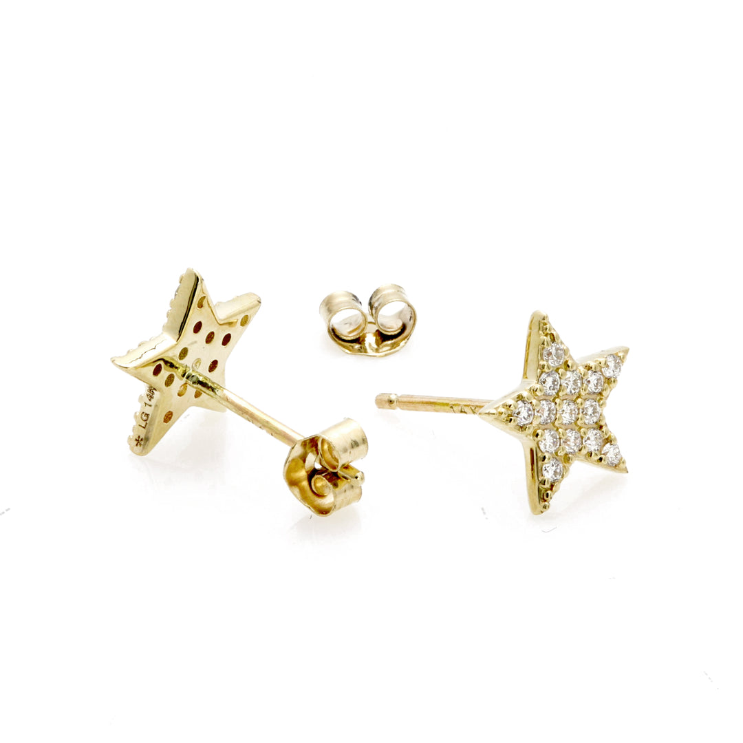 0.22 Cts Lab Grown White Diamond Earring in 14K Yellow Gold