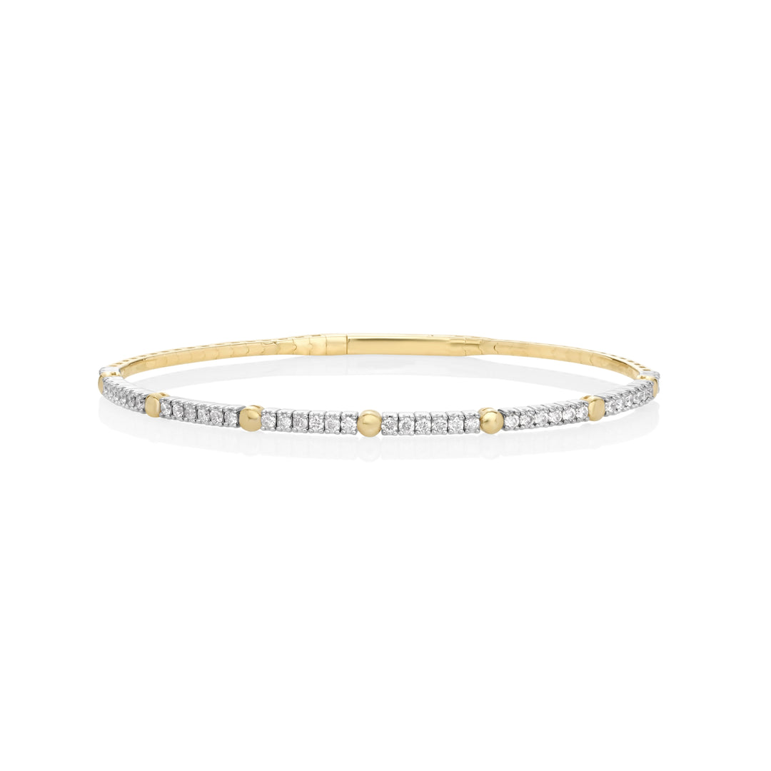 0.8 Cts White Diamond Flex Bangle in 14K Yellow Gold
