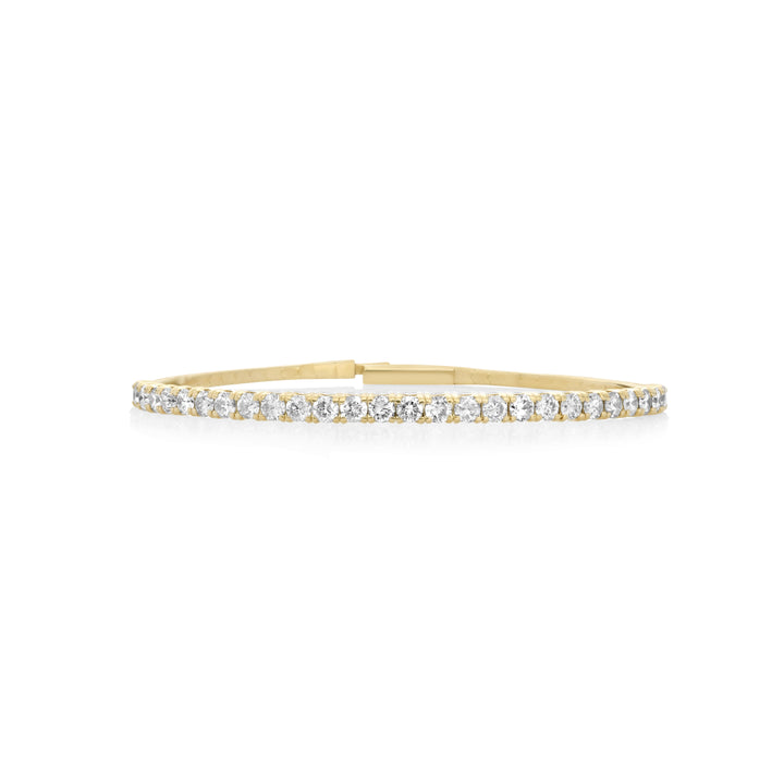 3 Cts White Diamond Flex Bangle in 14K Yellow Gold
