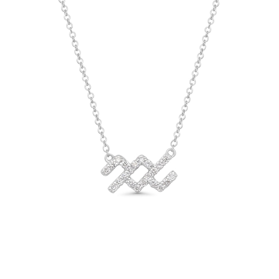 0.09 Cts White Diamond Necklace in 14K White Gold