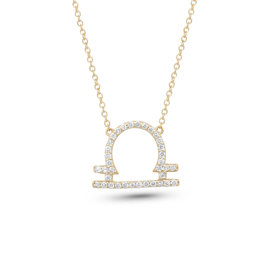 0.15 Cts White Diamond Necklace in 14K Yellow Gold