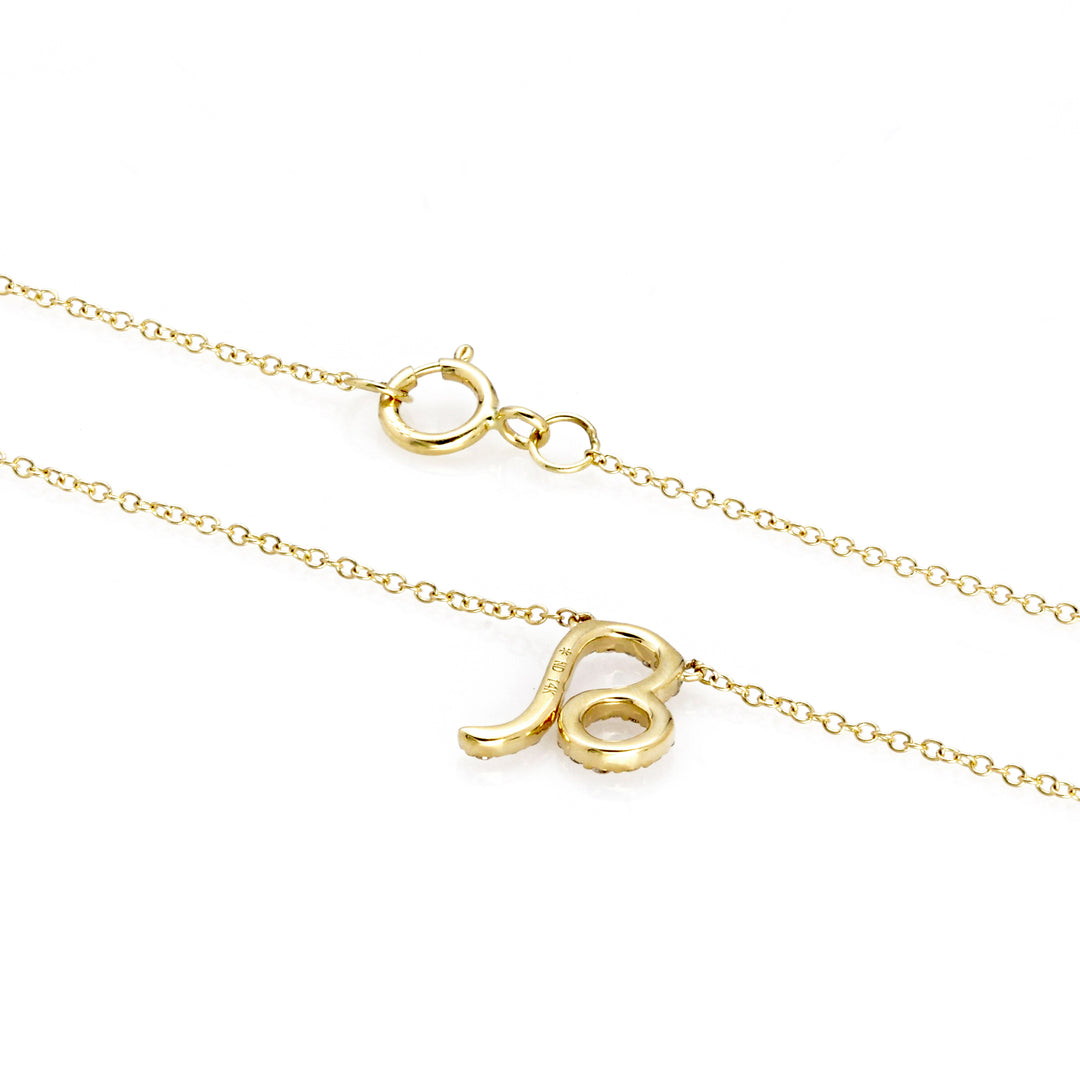 0.1 Cts White Diamond Leo Necklace in 14K Gold