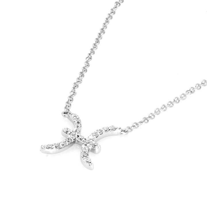 0.09 Cts White Diamond Piscis Necklace in 14K Gold