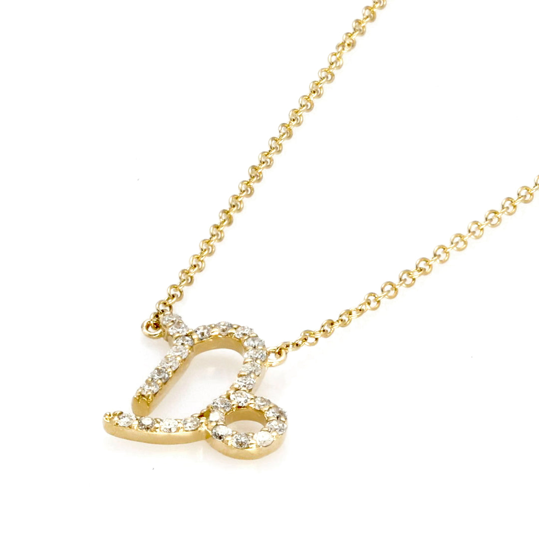 0.11 Cts White Diamond Capricorn Necklace in 14K Gold