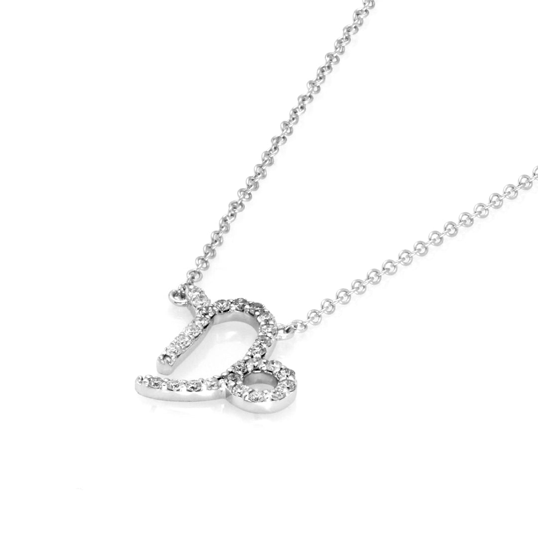 0.11 Cts White Diamond Capricorn Necklace in 14K Gold